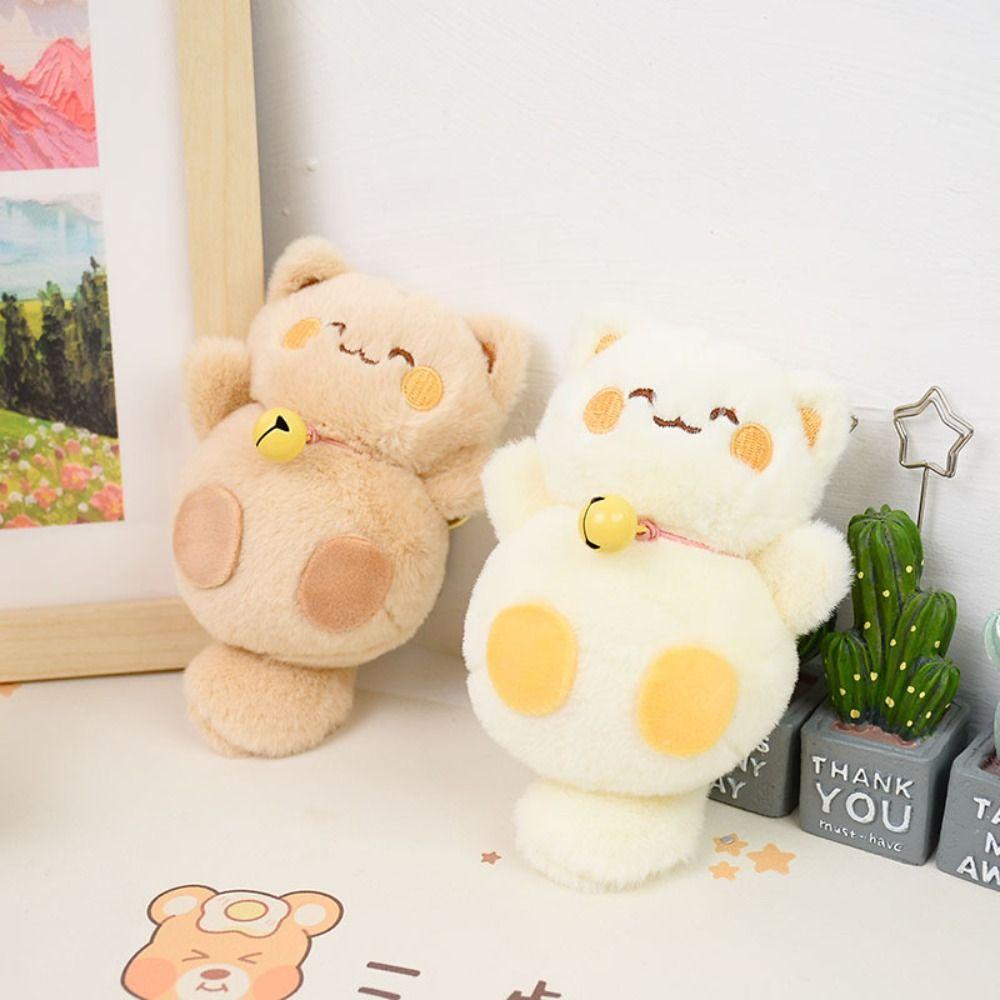 

Cartoon Maneki Neko Dolls Cute Plush Cat Pendant Kawaii Lucky Cat Keychain Kid Girl Boy коричневий