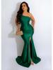 European & American Women's One-Shoulder Slit Evening Gown