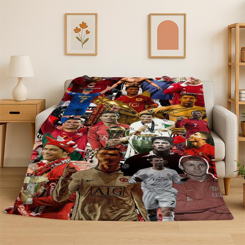 CR7 Goat R-Ronaldo Football Star Flannel Blanket Soft Warm Throw Blanket for Bedroom Living Room Bed Travel Camping Picnic Kid