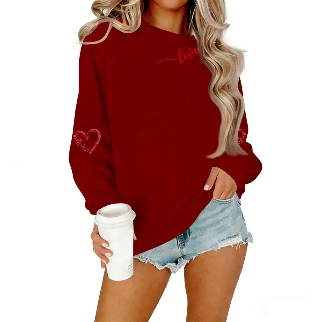 Ladies' Casual Women's Printed Round Neck Pullover Hoodie
