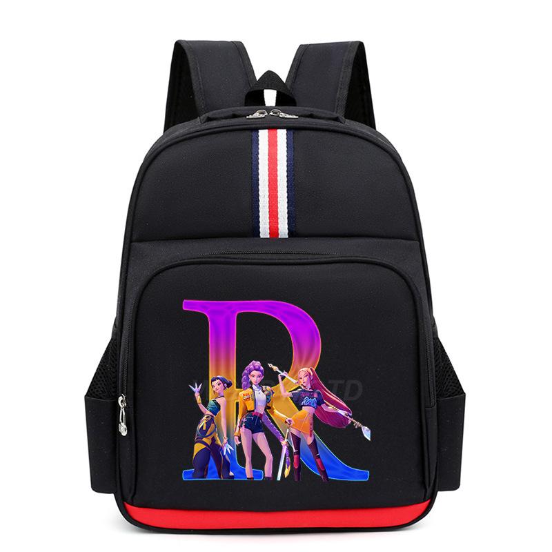 College Style Trend 26 Letter Printing Anime Cartoon Large Capacity Burden Reduction Backpack Casual Student School Bag