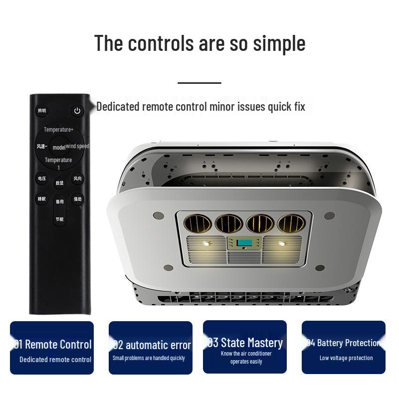 Top-Mounted 12V/24V All-in-One Air Conditioner for Trucks, RVs, and Refrigerated Vehicles