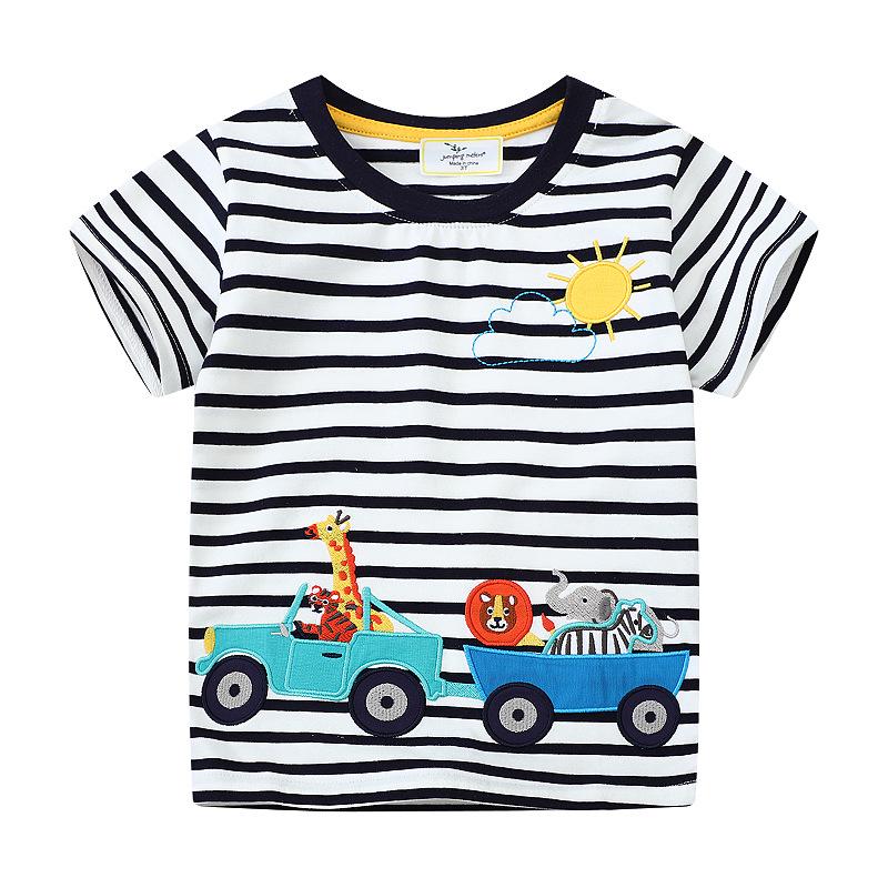 Pure Cotton Cartoon Embroidery Boys Short-Sleeve Summer Tee 7T/120-130CM