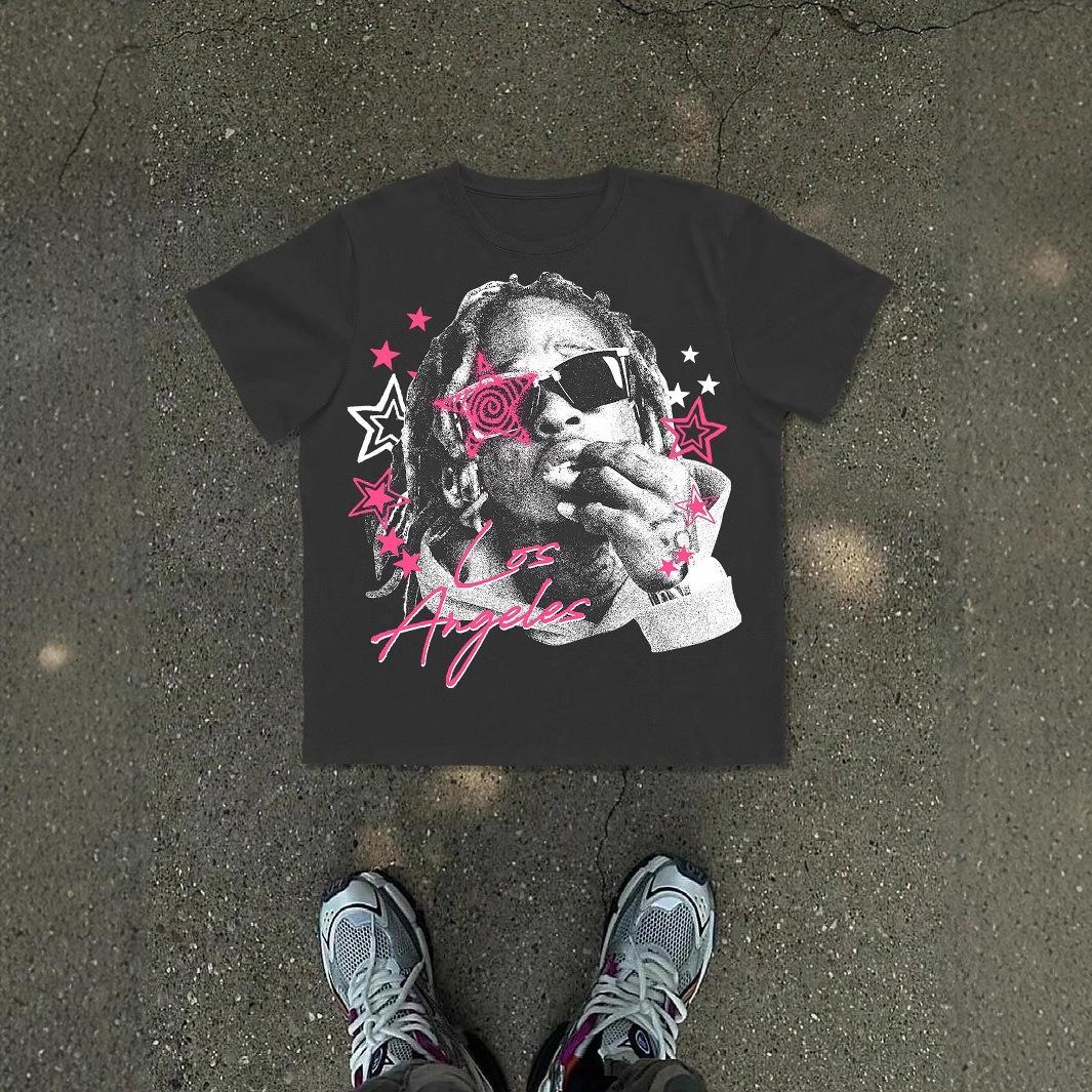 

Printed Men s Women s Fashion Hip Hop Short Sleeve T-Shirt Cotton T-Shirt 5XL серый