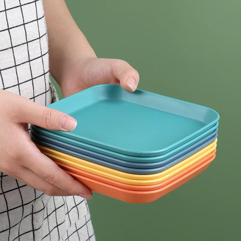 

Квадратная тарелка для вертелов, косточек, для домашнего использования, поднос из пищевого пластика, фруктовая тарелка, торт, закуска, десерт, обеденный стол, тарелка для хранения мусора