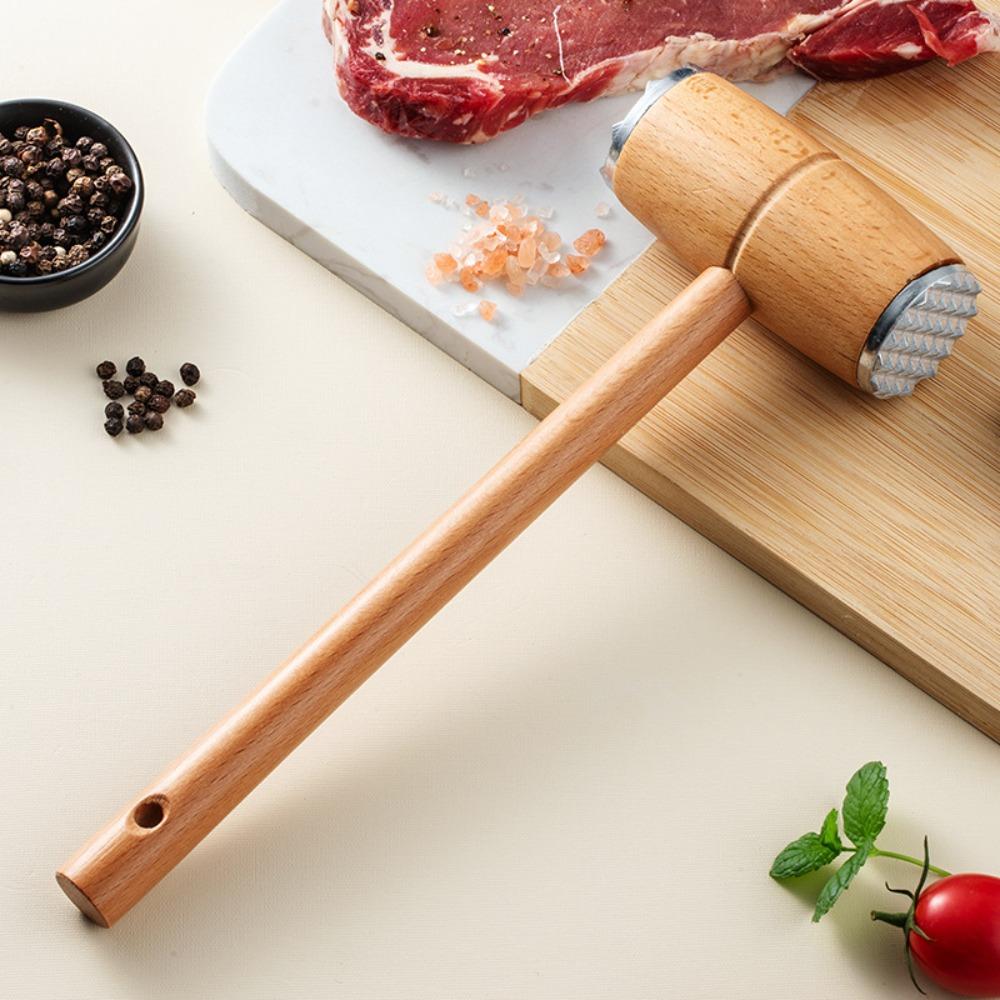 Metal Head Meat Tender Wooden Meat Mallet Multifunctional Meat Hammer Nuts