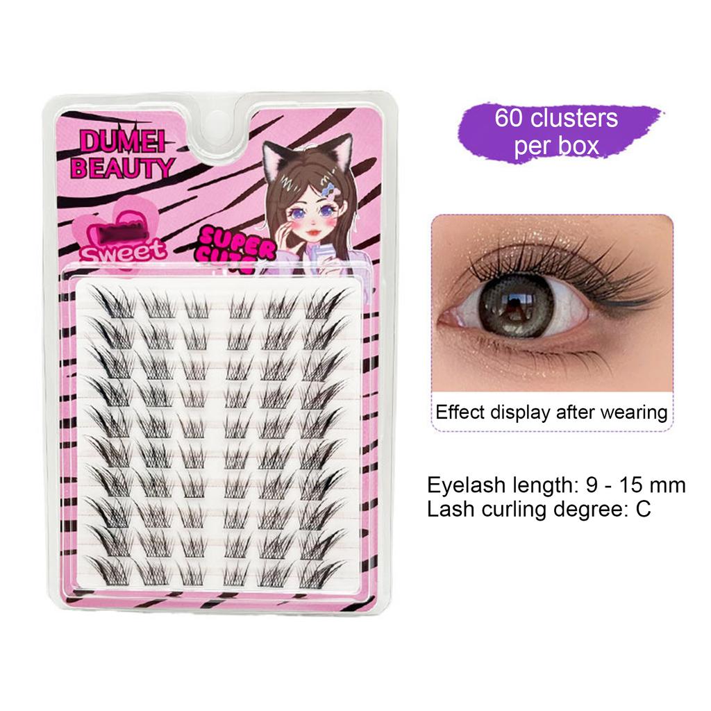C Curl Black False Eyelashes Lightweight Comfortable DIY Curling Eyelash Clusters for Stage and Daily Makeup