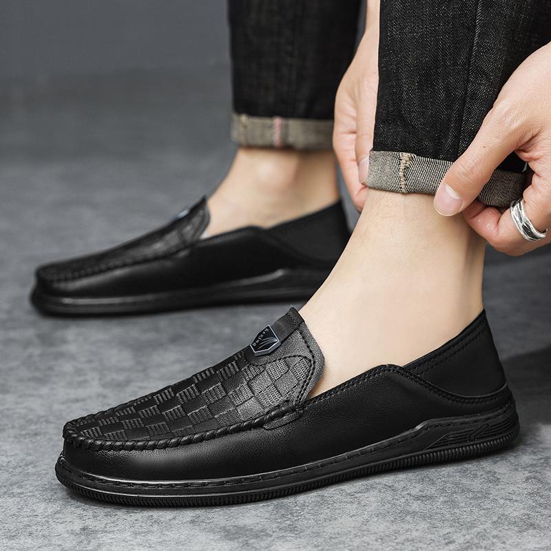 Classic Black Comfortable and Casual Men's Driving Leather Shoes Luxury Men's  Outdoor Leisure Activity Office Dad's Shoes