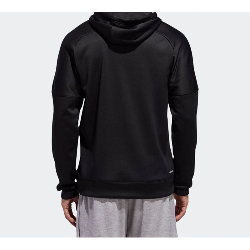 Adidas Logo Print Pullover Hoodie Men Sportswear Black DH9018