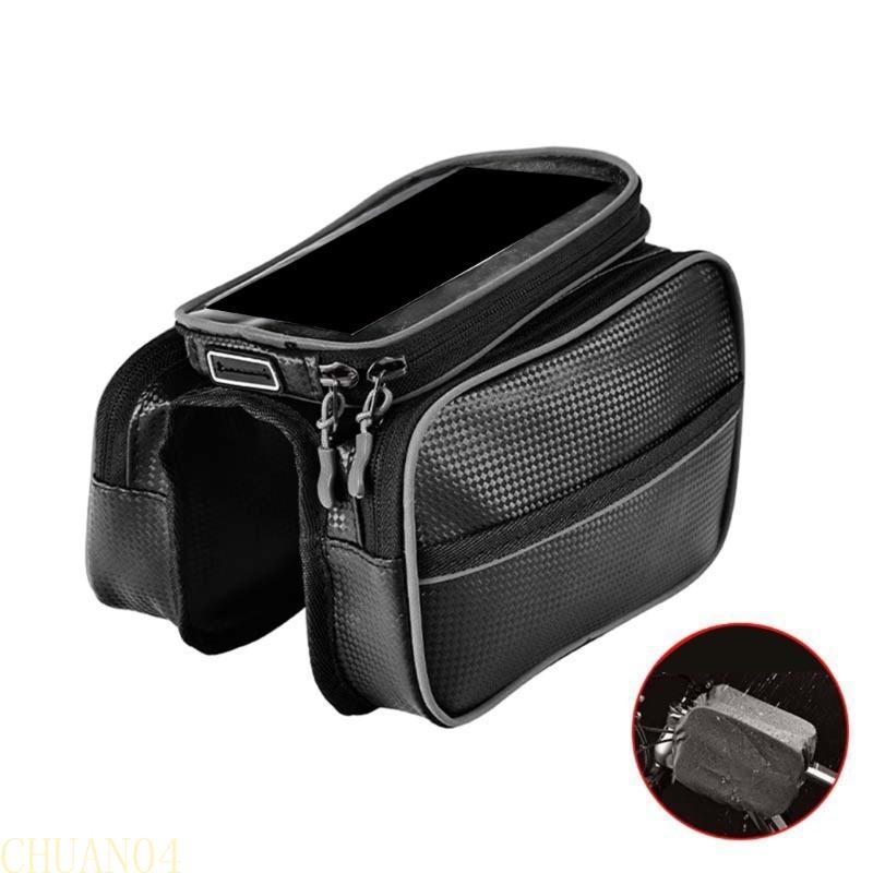 A1A2 Bike Phone Mount Holder Handlebar Bag Mountain Bicycles Front Top Tube Pannier Pouch Large Capacity Bike Front Frame Bag