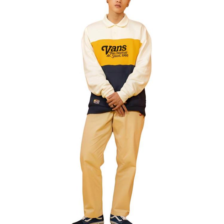 Vans Fashion Color Block Pullover Long Sleeve Sweatshirt Unisex sweatshirt Khaki VN0A5F793KS