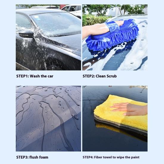 Car Cleaning Glove Microfiber Chenille Soft Coral Sponge Super Absorbent