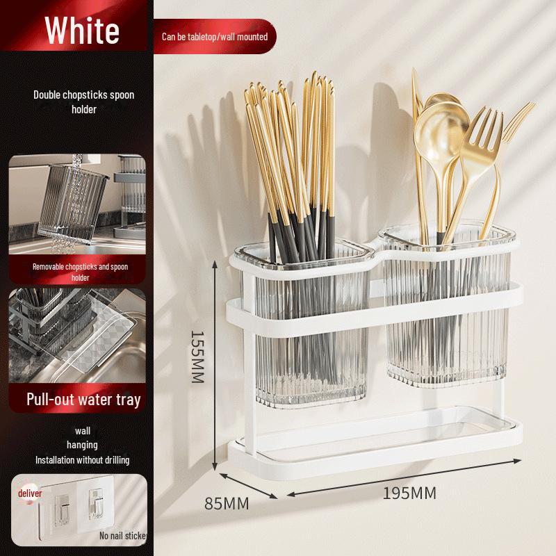 Organizator de Bucătărie din Oțel Inoxidabil Montat pe Perete: Suport pentru cuțit, lingură și bețișoare