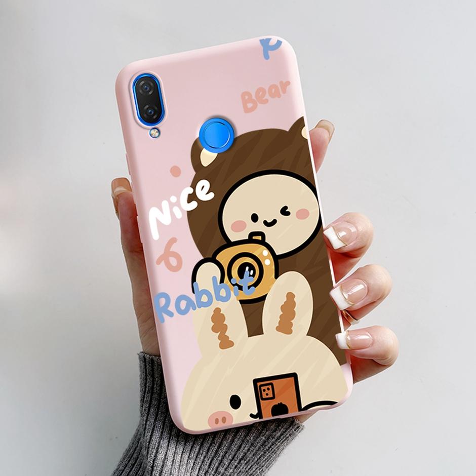 

Cute Rabbit Photograph Phone Case For Honor 10 Lite Liquid Silicone Cover Shell For Huawei P smart 2019 Graffiti Bumper Honor 10 Lite