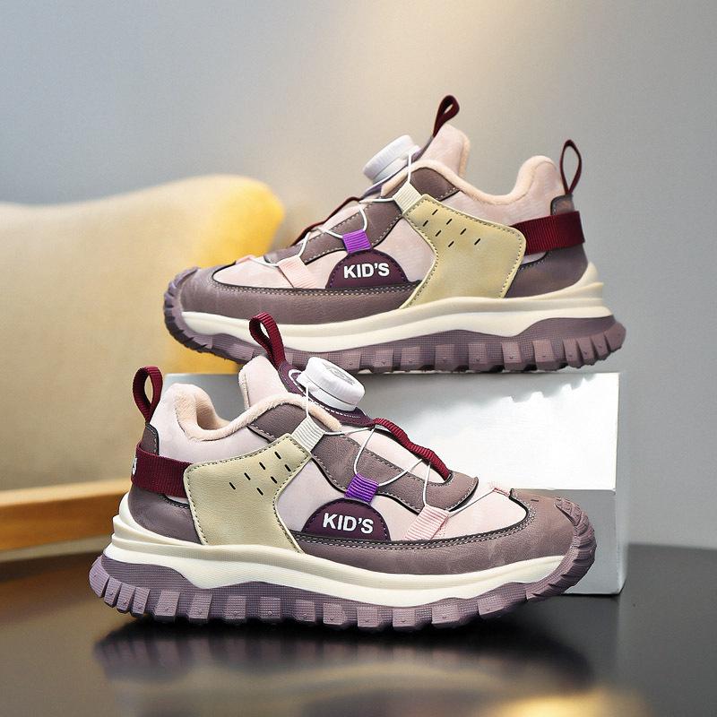 

Boys shoes winter 2025 new rotating button children s sports shoes medium and large children s velvet warm boys cotton shoes 37 розовый