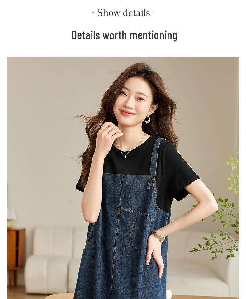 Damen Freizeit Denim Patchwork Zweiteiler Kleid - 2025 Sommer Übergröße, Schicker Stil für Mütter mittleren Alters