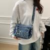 Borsa Piccola Quadrata in Denim con Stelle Leggera Borsa a Spalla Crossbody da Donna