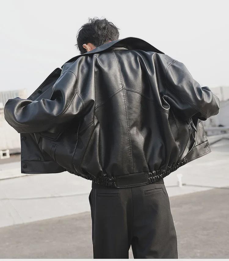 Trendige Herren-Motorradjacke aus PU-Leder – Stilvoller und entspannter Schnitt für Frühling und Herbst