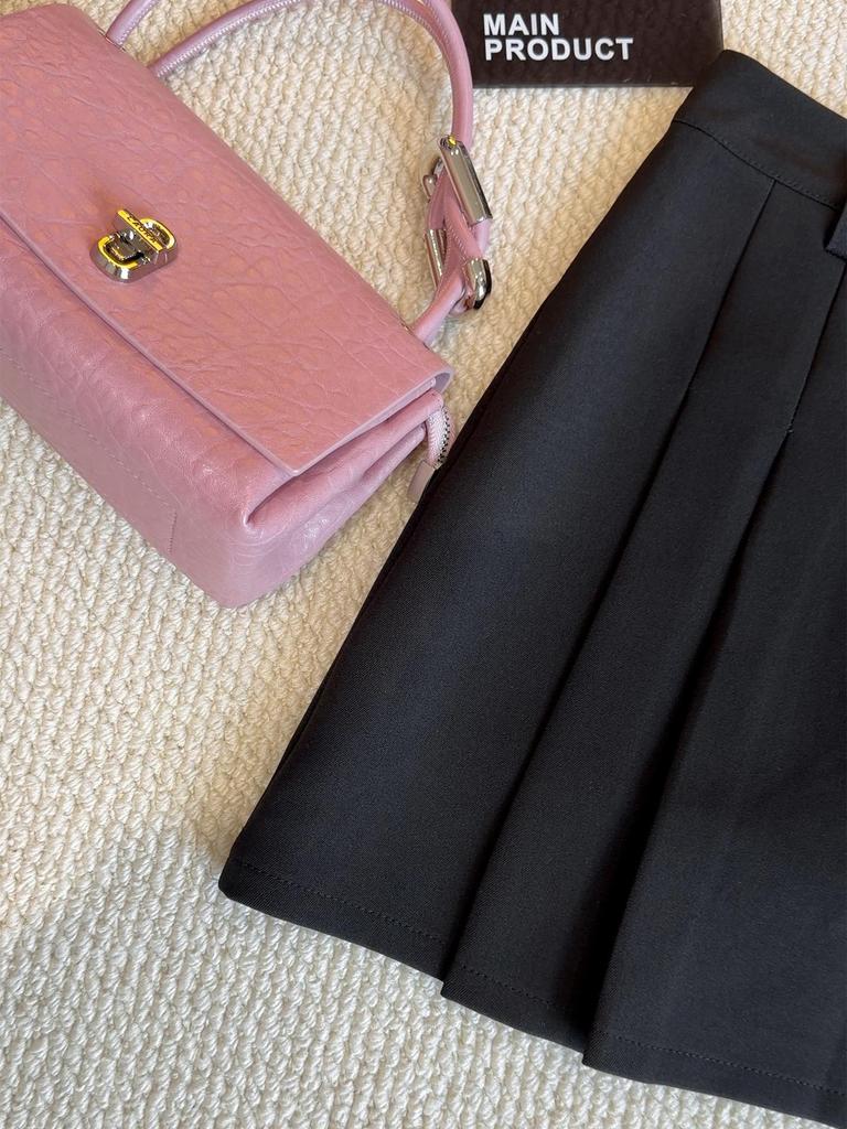 2026 Summer Women's Korean-Style Gray Pleated A-Line High-Waisted Skirt - Slimming, Anti-Exposure, Versatile Short Skirt