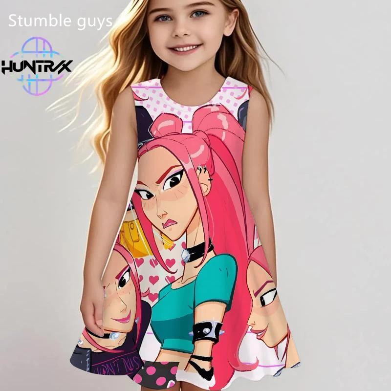 Girls Kpop Demon Hunters Dress Summer Kids Cartoon Anime Toddler Fashion Cute Casual Dress