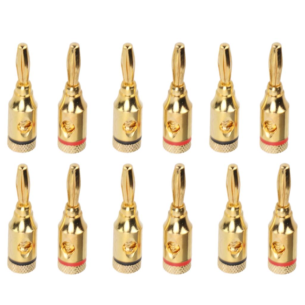 12pcs Gold Plated Speaker Banana Plugs Aluminium Alloy Speaker Connector Open Screw Type Universal for Car