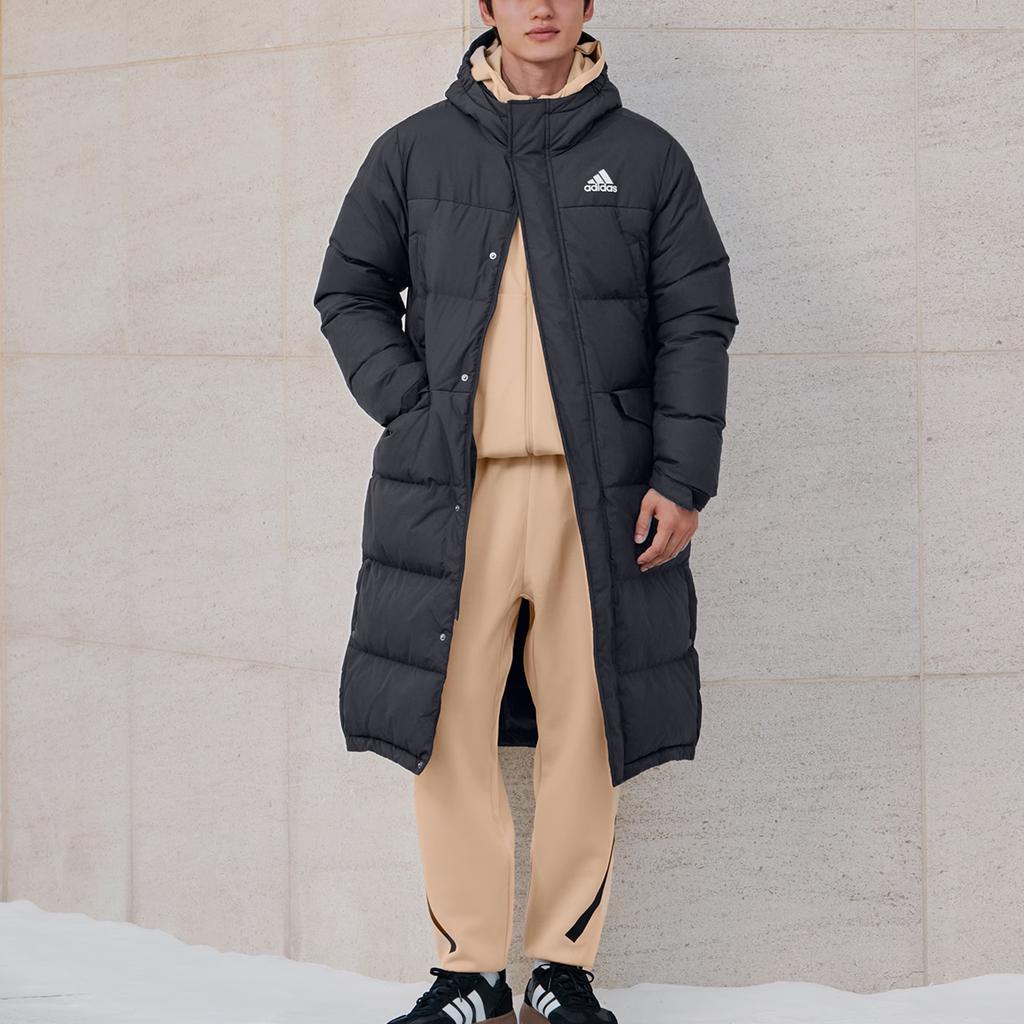 Adidas 3 Stripes Water-Resistant Warm Hooded Long Zipper Parka Duck Down Jacket Unisex Jackets KE5405