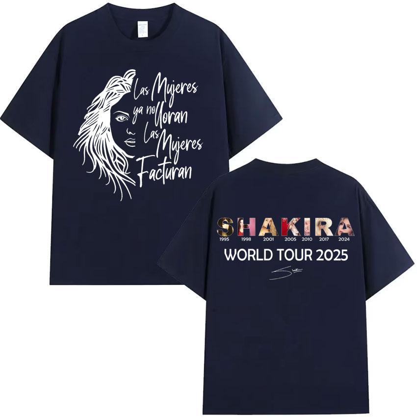 Shakira Las Mujeres Ya No Lloran World Tour Tshirts Unisexs Hip Hop Tshirt High Quality Cotton Oversized Tee Streetwear Fans Gift