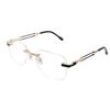 RSINC Ramă fără ramă | ochelari | Ochelari Metalici pentru Ochi Bărbați și Femei | TS250 56-16-143 BR 3 (Aur Negru) XO-3ATV-K971