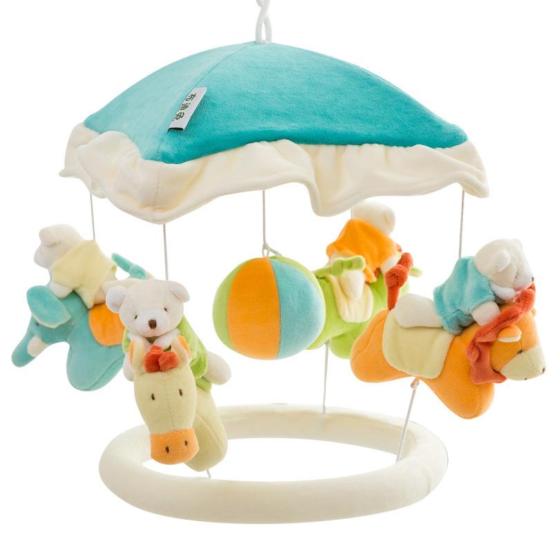 Newborn Children Soothe Early Education Fabric Art Plush Bedside Bell Music Remote Control Rotating Crib Wind Chimes Baby Toys