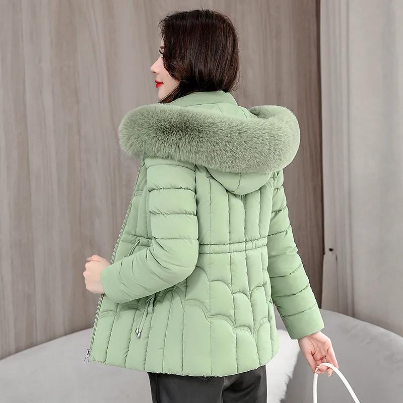 Winter Down Jacket Women's Parkas Warm Cotton Padded Coat Ladies Short Overcoat Hooded Overwear Tops