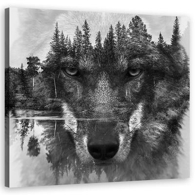 Canvas Print Black Wolf Abstract