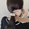 5Pcs Hair Ties Heart Decor Pleated Fabric High Elasticity Hair Ropes Lightweight Ponytail Holder Hair Accessories