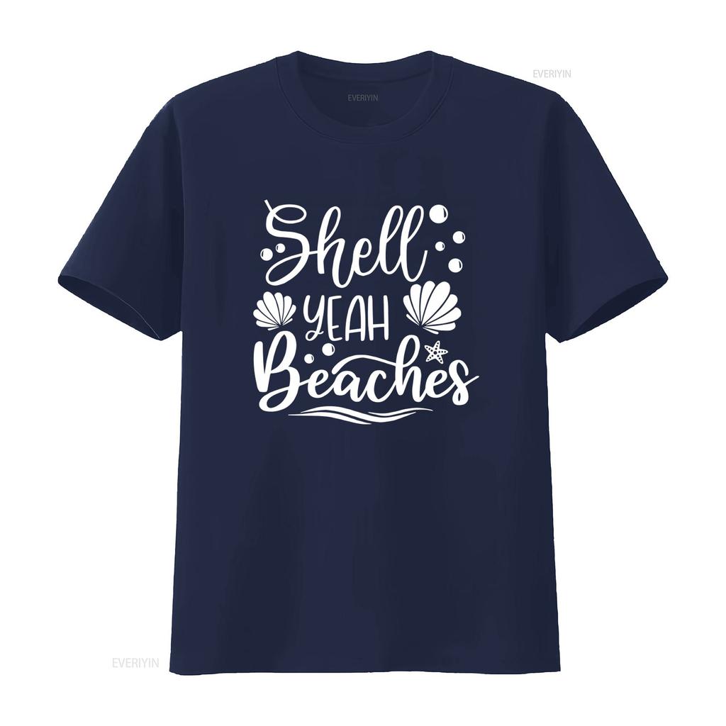 Shell Yeah Beaches T Shirt Seashell Design for Beach Life Summer Vacation Trip Stylish and Comfortable vintage Washed Versatile