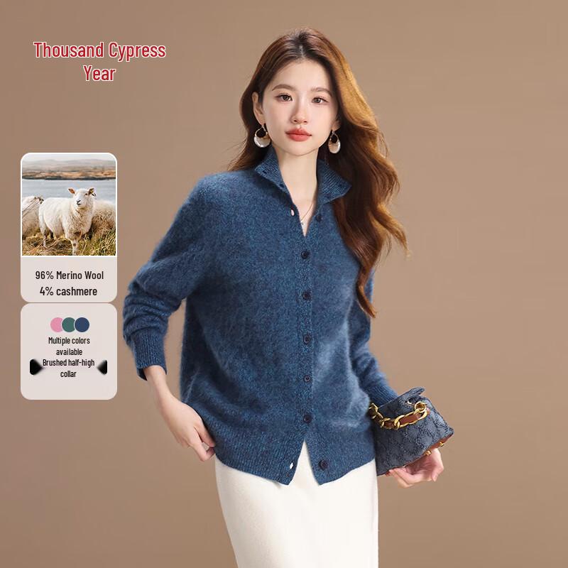 

Женский вязаный свитер из смесовой шерсти с воротником-стойкой Qianbainian XL