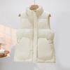 Dámská péřová vesta s vysokým límcem, bez rukávů, prošívaná bunda, ležérní vesta na zip, zimní teplý svrchní oděv s kapsami
