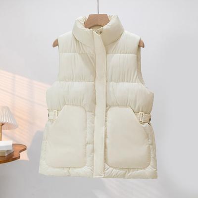 Down Puffer Vest For Women Stand Collar Sleeveless Puffer Jacket Casual Zipper