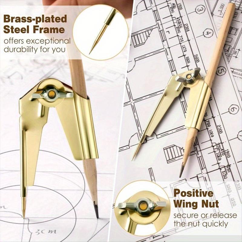 1pc Metal Scriber Compass, 180° Adjustable Wing Nut, Precision Woodworking Circle Scribing Tool for Drawing and Marking