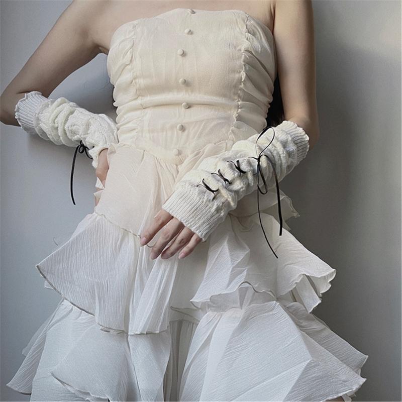 2pack Adjustable Lolitas Fashion Arm Sleeves Stylish Knitted Arm Sleeves Schoolgirl Cosplay Accessories