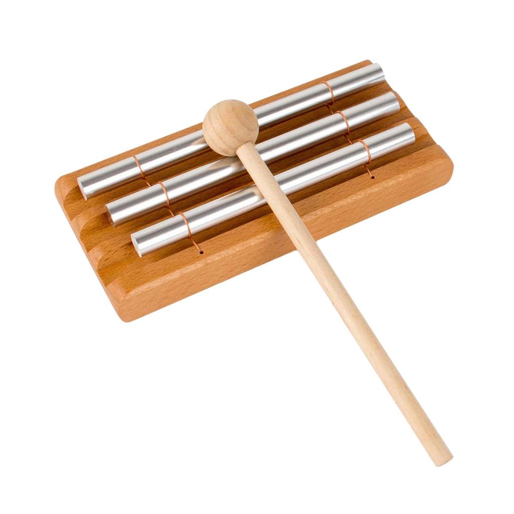 Handglocke mit 3 Tönen Schlaginstrument Aluminiumstab Musikspielzeug Windspiel für Klassenzimmer Gebet Achtsamkeit Schule