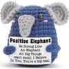 Handmade Emotional Inspirational Support Elephant Doll With Card Funny Crochet Positive Elephant Ornament Home Room Decoration