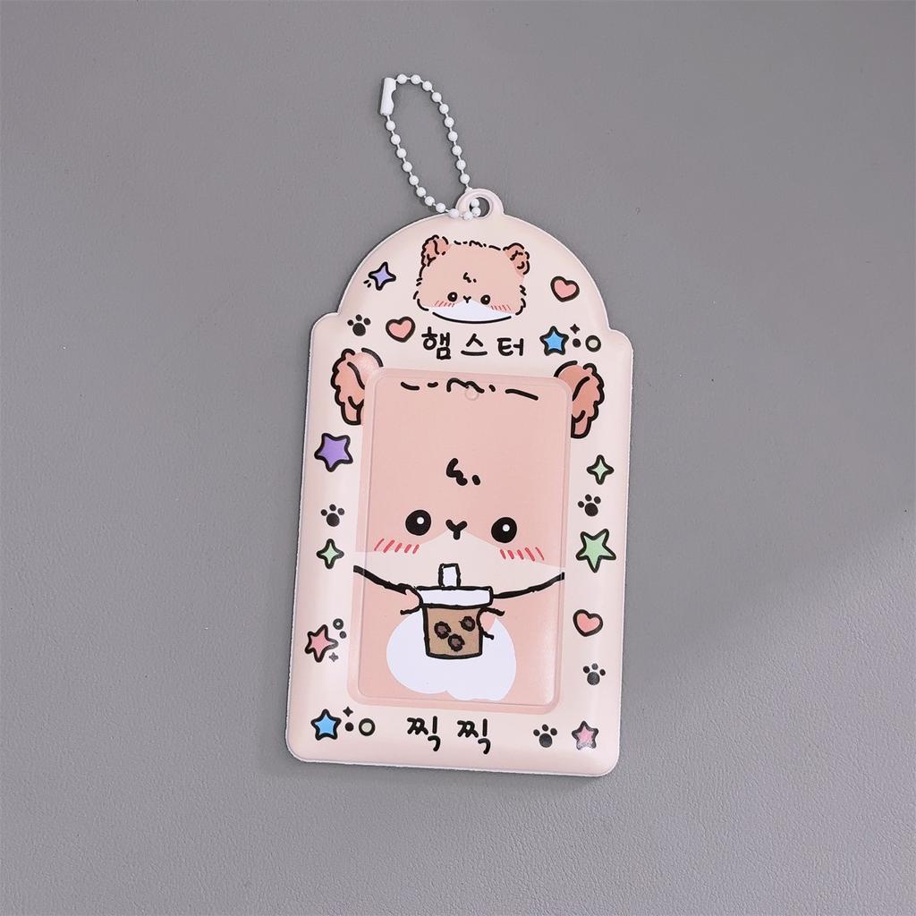 Cute Animal Photocard Holder K-Pop Idol Photo Card Sleeves With Keychain Id Badge Holder Card Protector Anime Game Peripheral Set