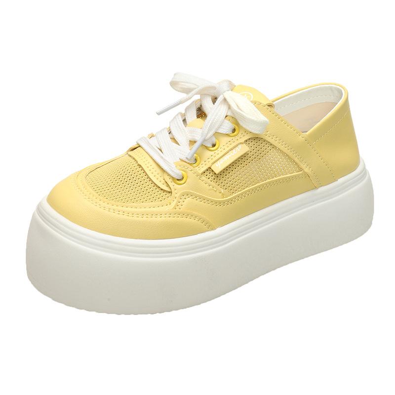 ins trendy thick sole two wear little white shoes women's 2025 summer new versatile mesh breathable height increase casual lightweight board shoes