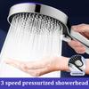 3 Modes High Pressure Shower Head Large Surface Powerful Spray Universal Bathroom Handheld Shower Head