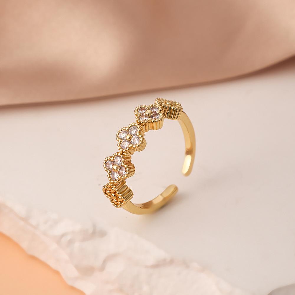 Four-leaf Clover Ring Subtly Luxurious and High-end with A Fade-resistant Finish Open and Adjustable Design Perfect for Women