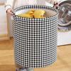 Laundry Basket with Handles Blanket Basket Storage with Houndstooth Foldable Fabric Bedroom Hamper Dirty Clothes Hamper