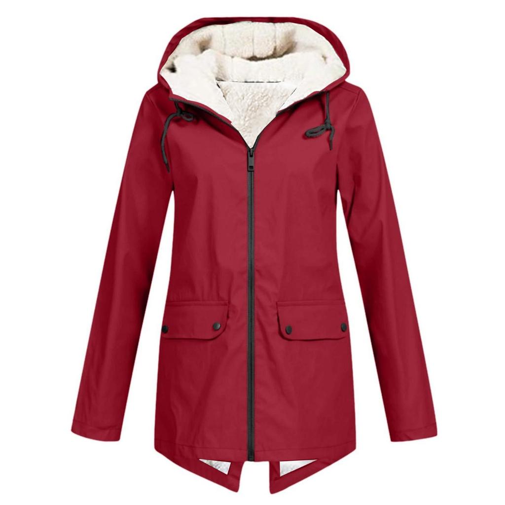 New Arrival Fleece Lined Hooded Windbreaker, Waterproof Windproof Outdoor Jacket for Autumn Winter, European American Style