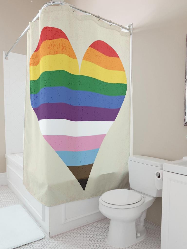 Pride Heart Shower Curtain - Vibrant Rainbow Design For A Waterproof And Unique Bathroom Dcor Set