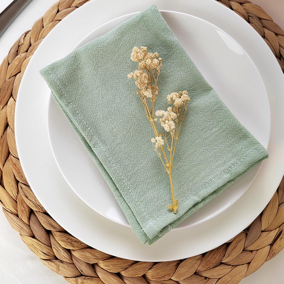 Tischdecken-Servietten mit gesäumten Kanten Stoffservietten 100% Rohbaumwolle Falten nach dem Waschen Großartig für Küche Hochzeit Deko