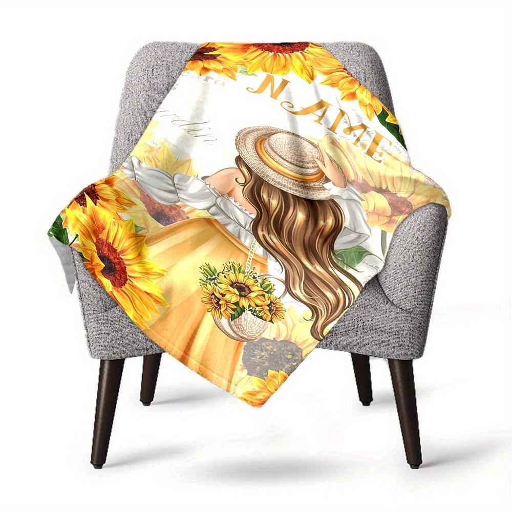Sunflower Garden Personalized Blankets Cozy Soft Lightweight Allseason Multipurpose Blanket For Picnics Sofas Offices Beds Living Rooms Suitable As