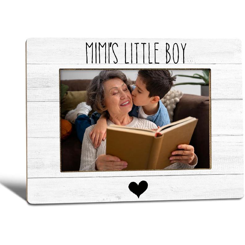 Mimi Grandma Gifts From Grandson Picture Frame, Mother s Day Gifts for Grandma, Mimi s Little Boy Photo Frame 4X6, Grandmother Wooden Photo Picture